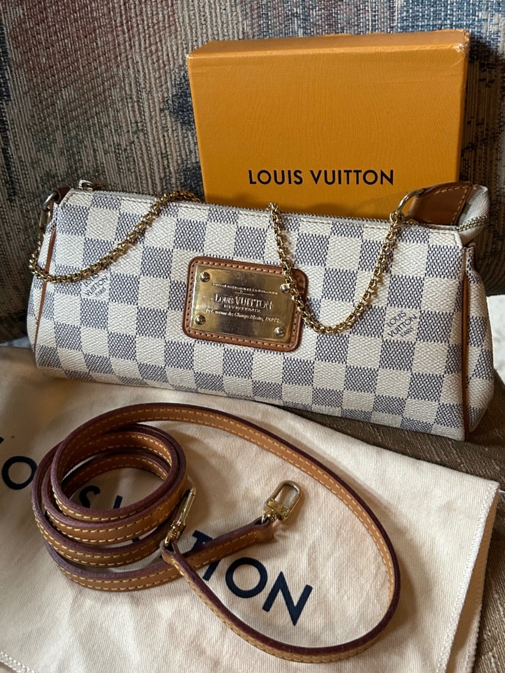 🩵🤍 FULL SET Authentic Louis Vuitton EVA damier azur